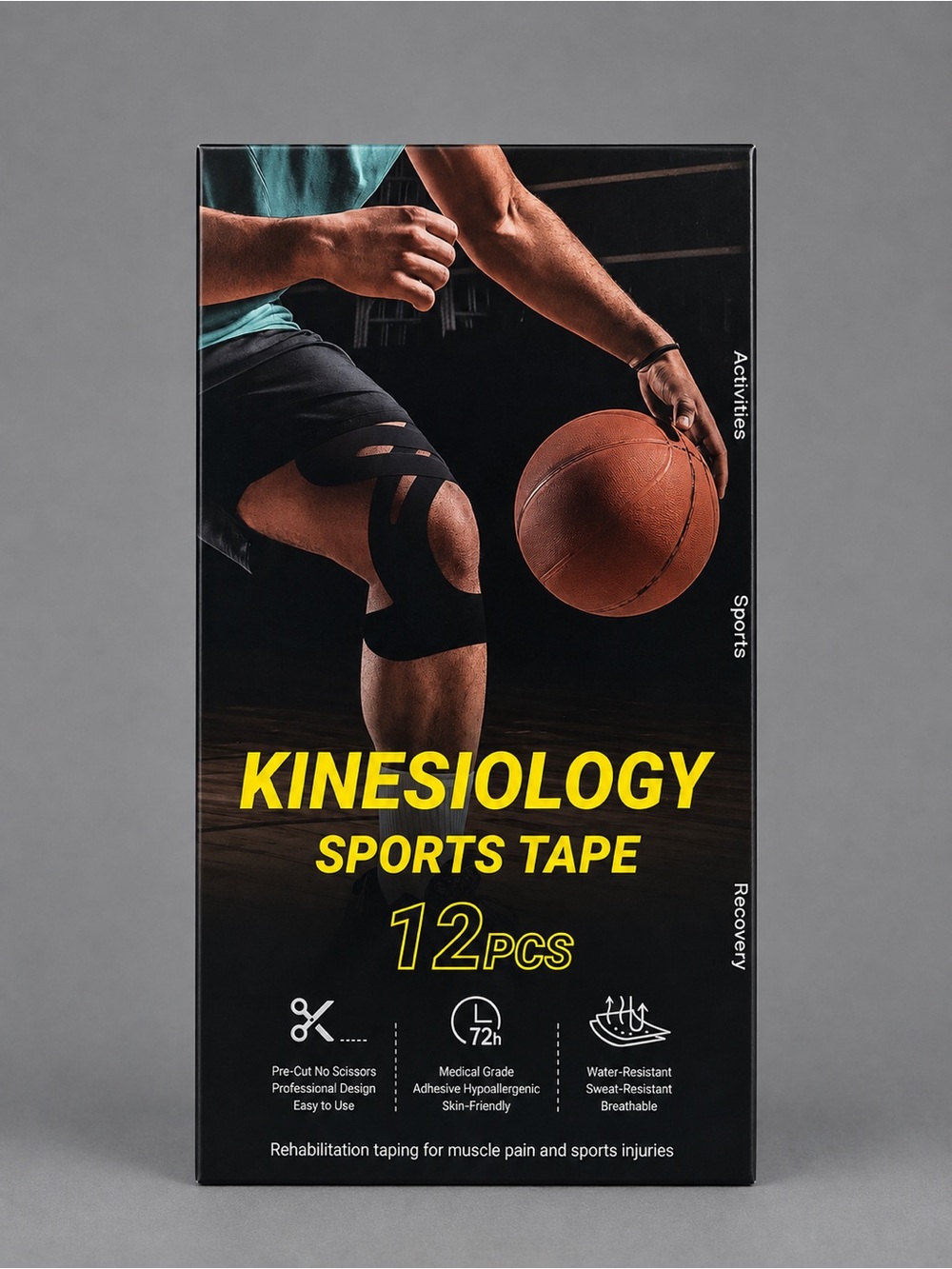 Kinesiology Sports Tape Pack - Black (12pcs)